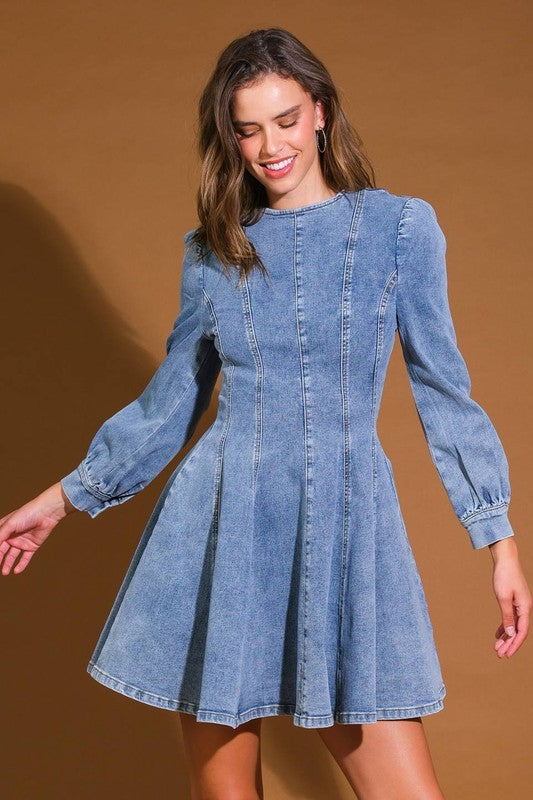 Women's Denim Skater Mini Dress