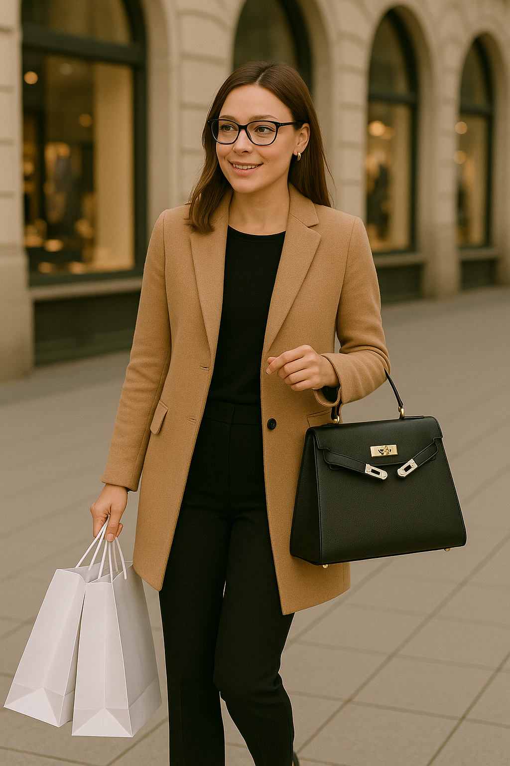 Women's Handbag Metal Closure Geometric Design