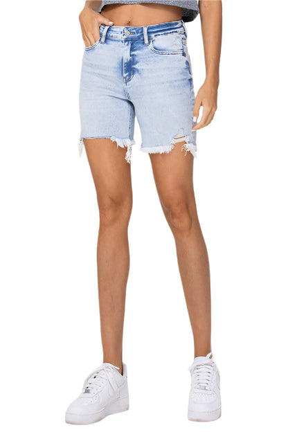 Women's High Rise Midi Shorts Light Denim
