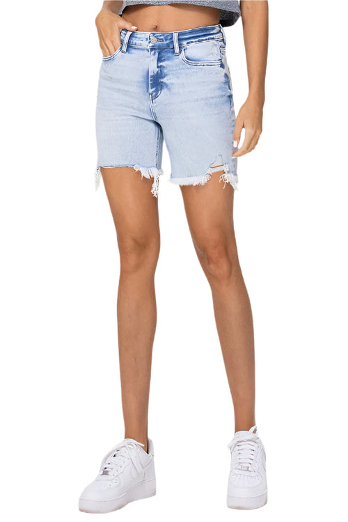 Women's High Rise Midi Shorts Light Denim