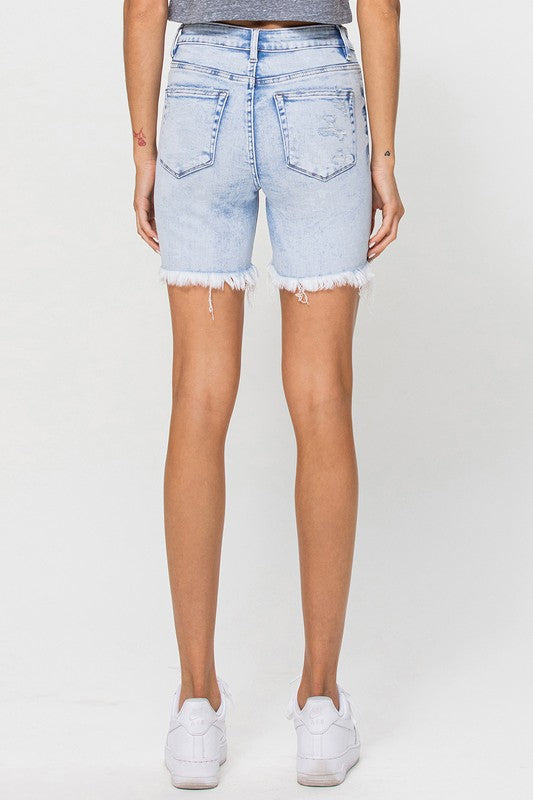 Women's High Rise Midi Shorts Light Denim