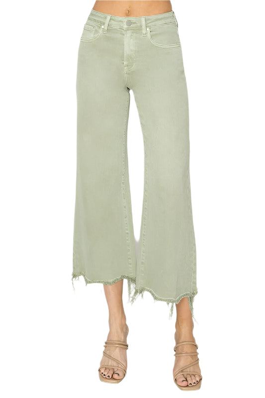 Women's High Waist Wide Cropped Trousers