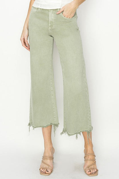 Women's High Waist Wide Cropped Trousers