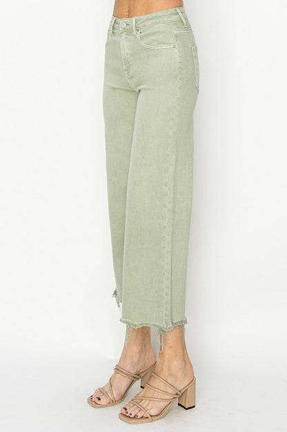 Women's High Waist Wide Cropped Trousers