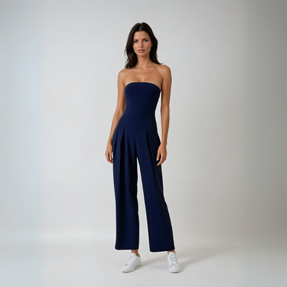 Women's Strapless Jumpsuit With Wide Legs