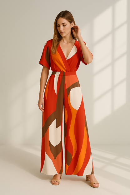 Women's Jumpsuit V-Neck With Wing Sleeves Black Festive