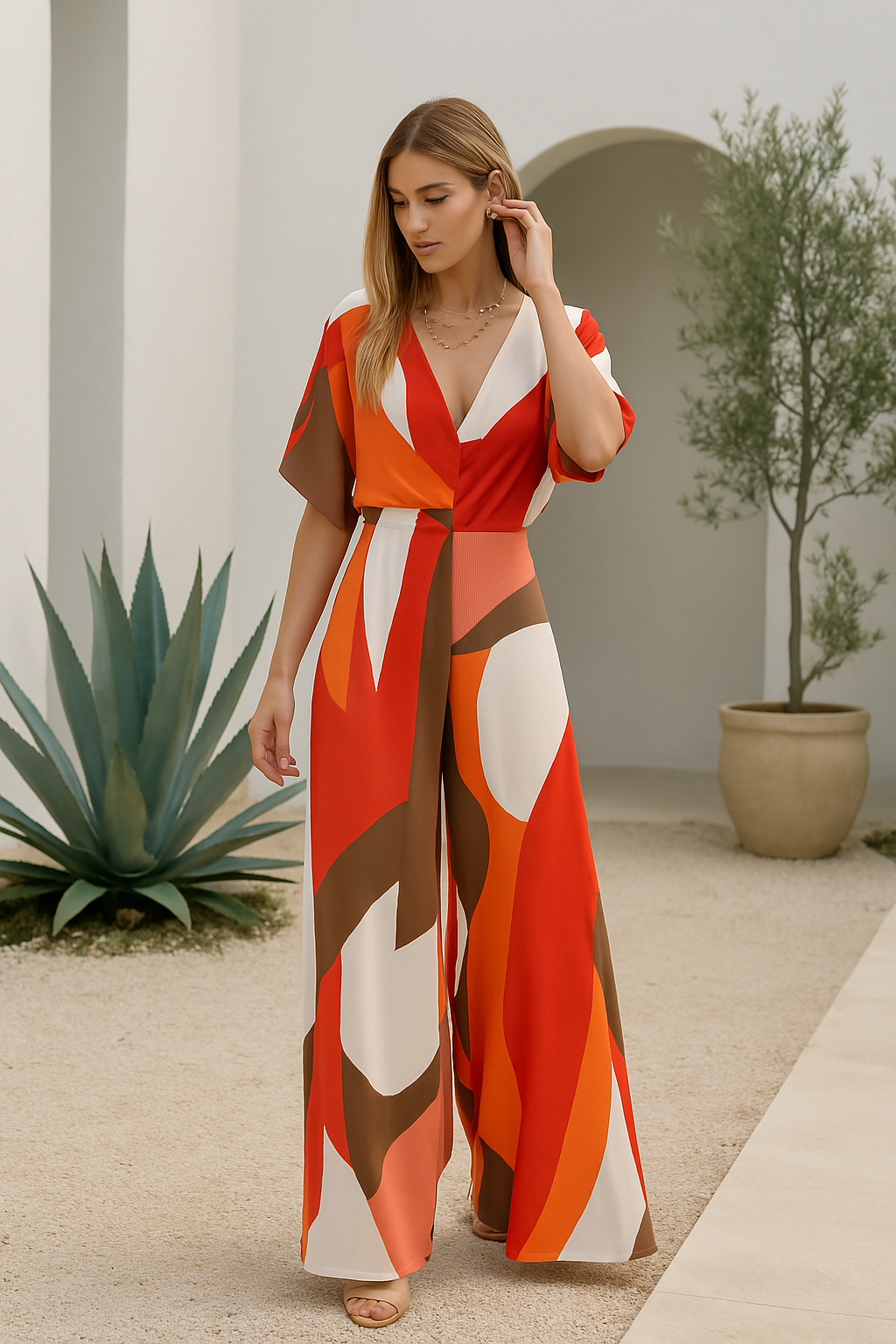 Women's Jumpsuit V-Neck With Wing Sleeves Black Festive