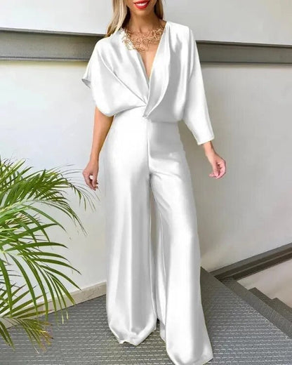 Women's Jumpsuit V-Neck With Wing Sleeves Black Festive