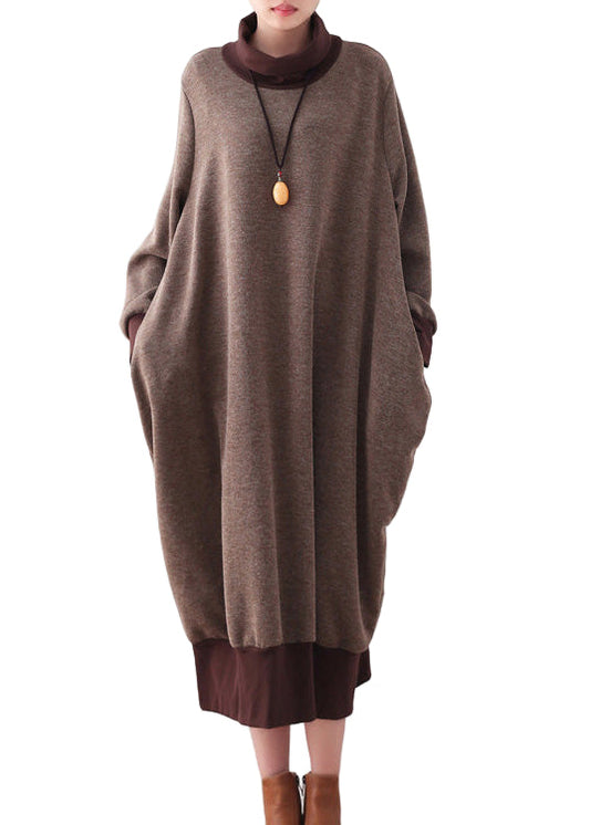 Women's High Neck Dress Loose Fit Casual