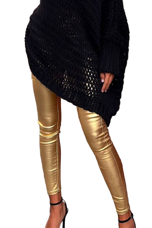 Women's Synthetic Leather Leggings Slim-Fit