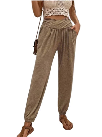 Women's Long Pants High Waist With Pockets Casual Fit
