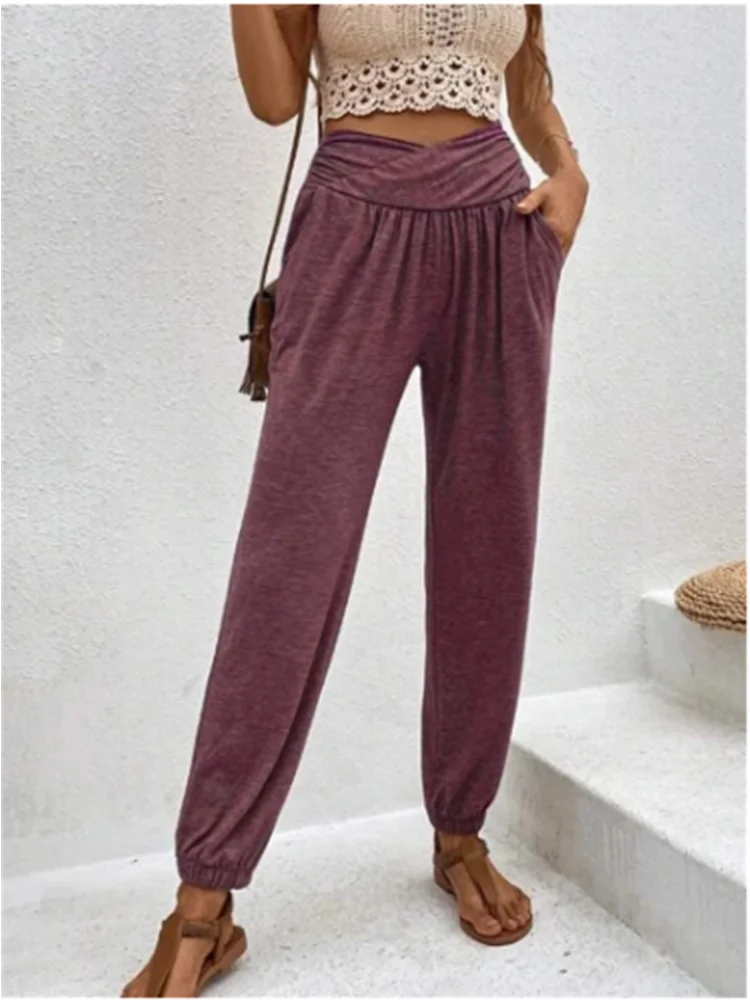 Women's Long Pants High Waist With Pockets Casual Fit