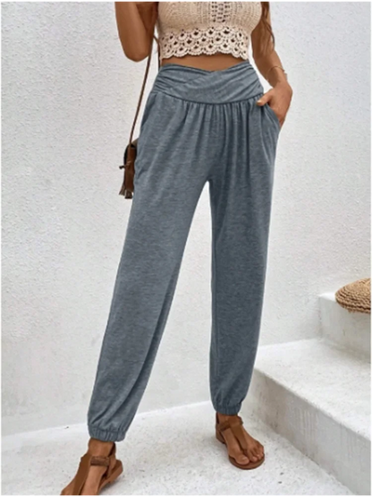 Women's Long Pants High Waist With Pockets Casual Fit
