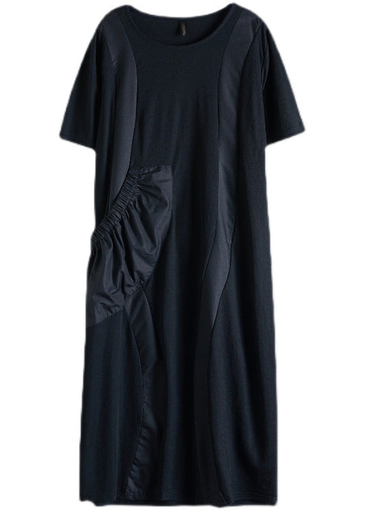 Ladies Long Dress With Short Sleeves And O-Neck