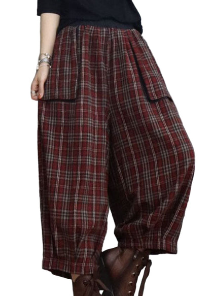 Ladies Lantern Pants Checkered with Pockets