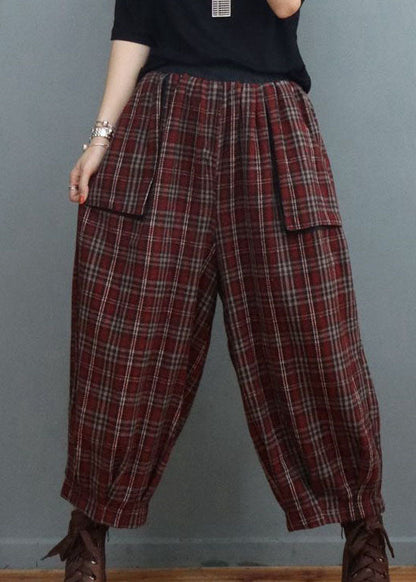 Ladies Lantern Pants Checkered with Pockets