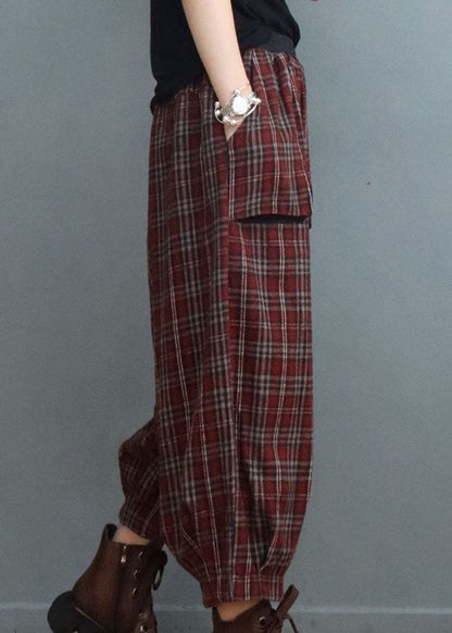 Ladies Lantern Pants Checkered with Pockets