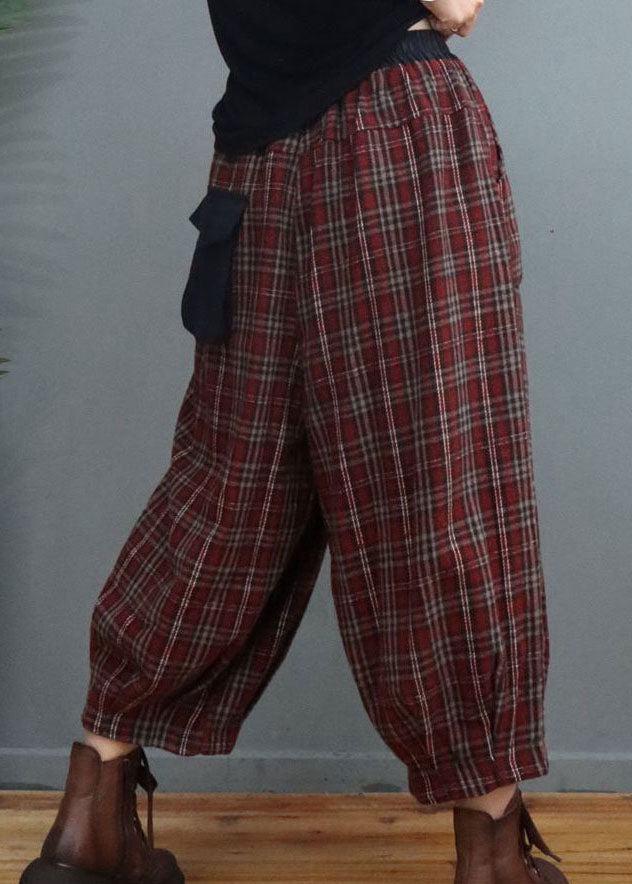 Ladies Lantern Pants Checkered with Pockets