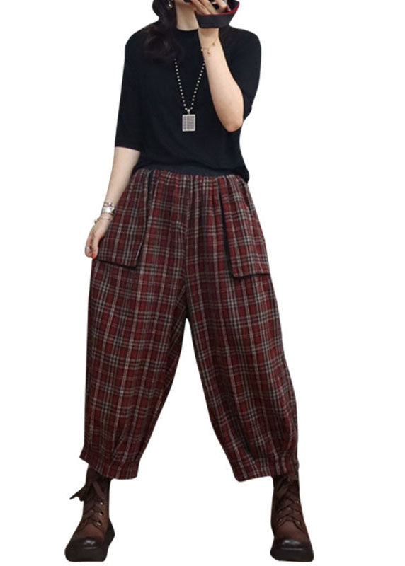 Ladies Lantern Pants Checkered with Pockets