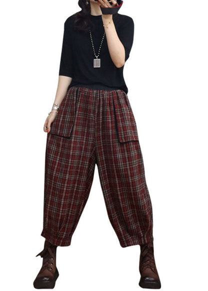 Ladies Lantern Pants Checkered with Pockets