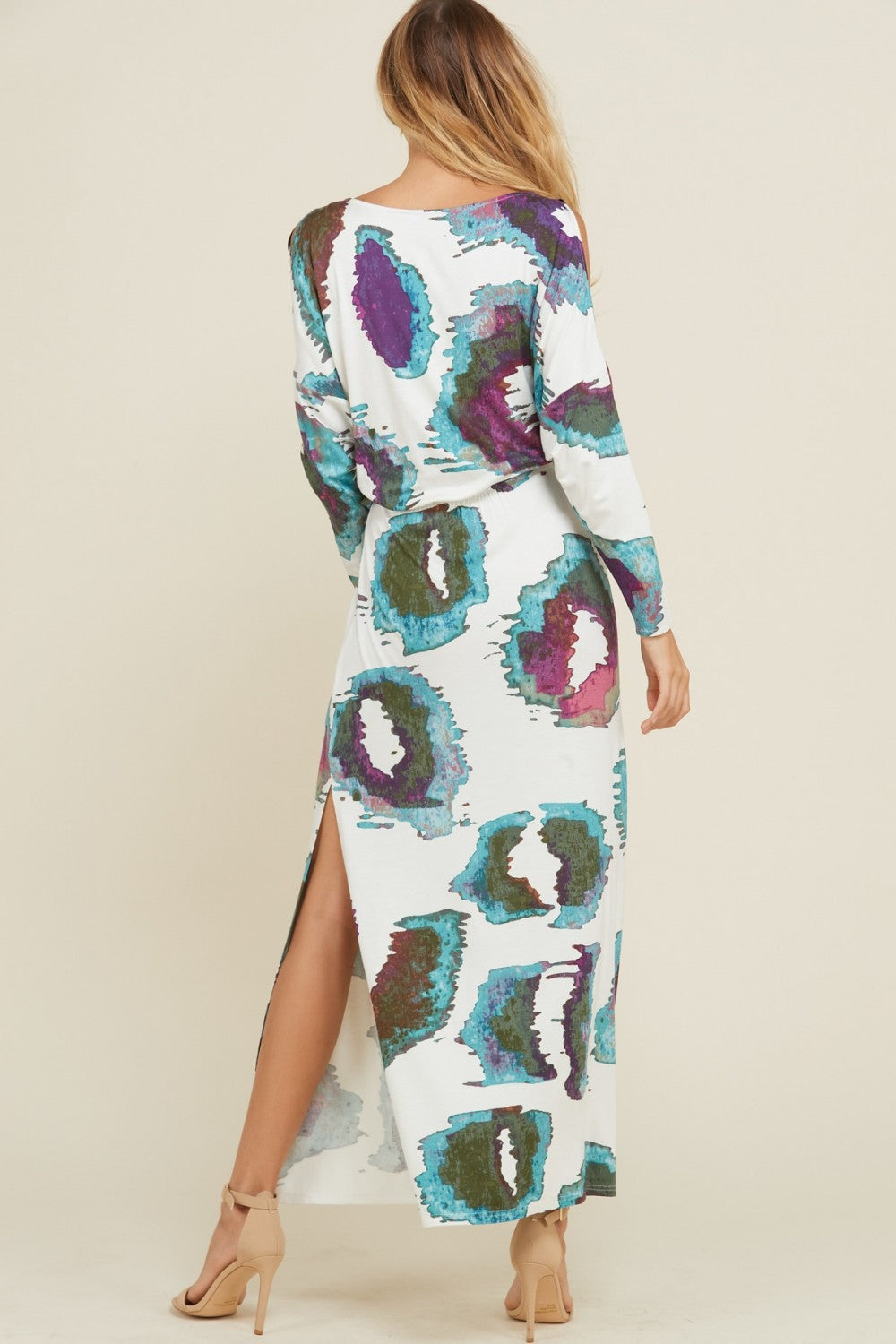 Women's Maxi Dress With Cold Shoulders and Pockets