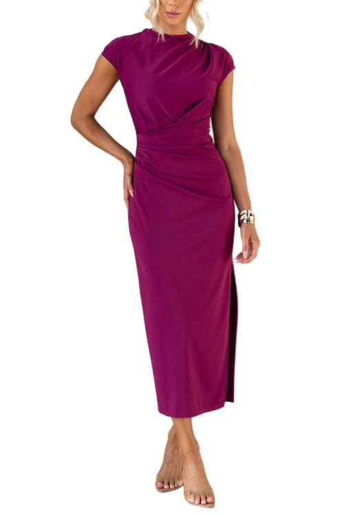 Women's midi dress with ruffles and cap sleeves