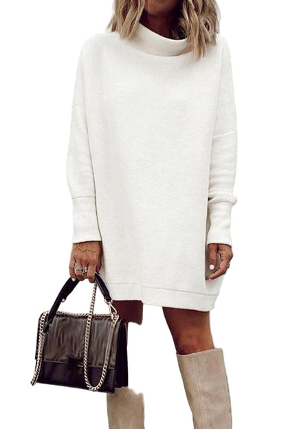 Women's Mini Dress with Mockneck and Lowered Shoulder