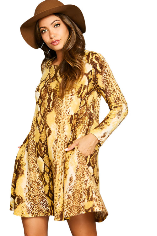Women's Mini Dress Animal Print with Pockets