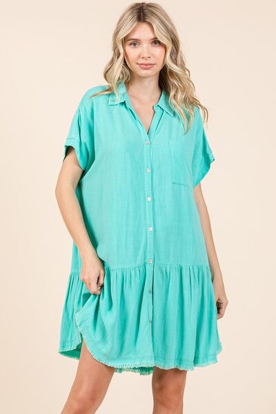 Ladies Mini Dress With Buttons Cotton Blend - Trendy Summer Dresses for Every Occasion