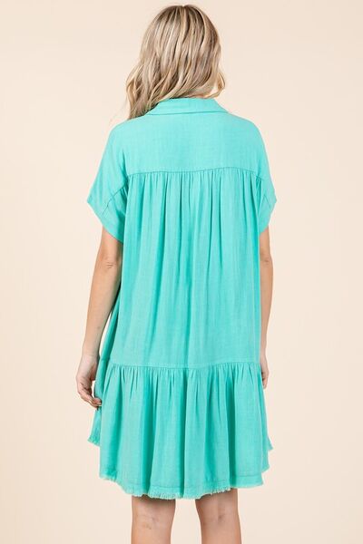 Ladies Mini Dress With Buttons Cotton Blend - Trendy Summer Dresses for Every Occasion