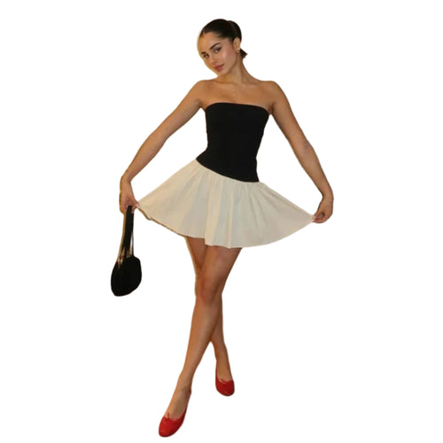 Women's Mini Dress Strapless Flared High Quality Fabric