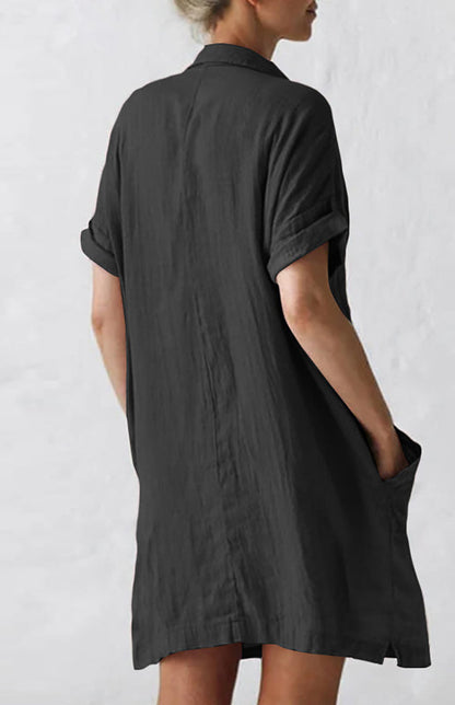 Women's Shirt Dress With Collar And Pockets