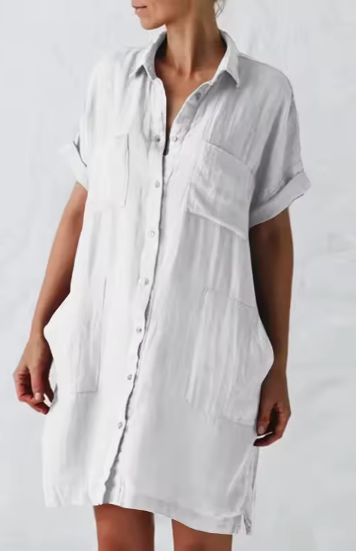 Women's Shirt Dress With Collar And Pockets