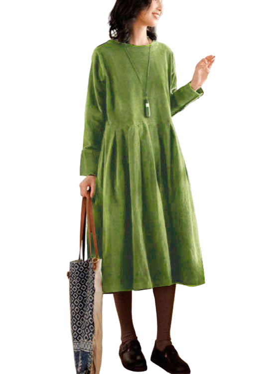 Women's Plus Size Corduroy Dress with Buttons and Pockets