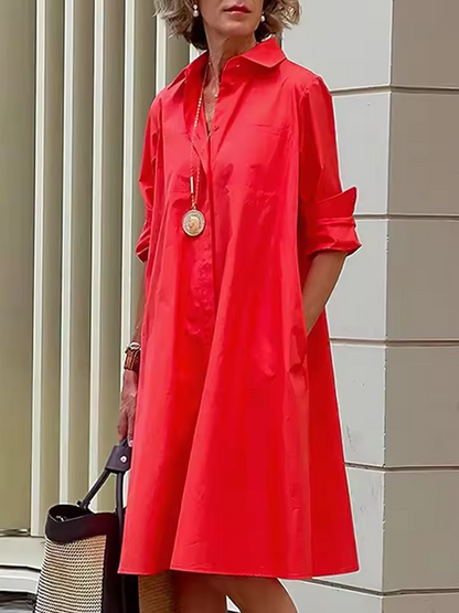 Women's Shirt Dress Relaxed Style Polyester