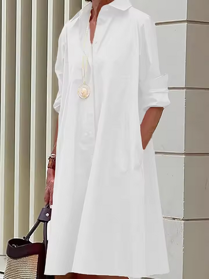 Women's Shirt Dress Relaxed Style Polyester