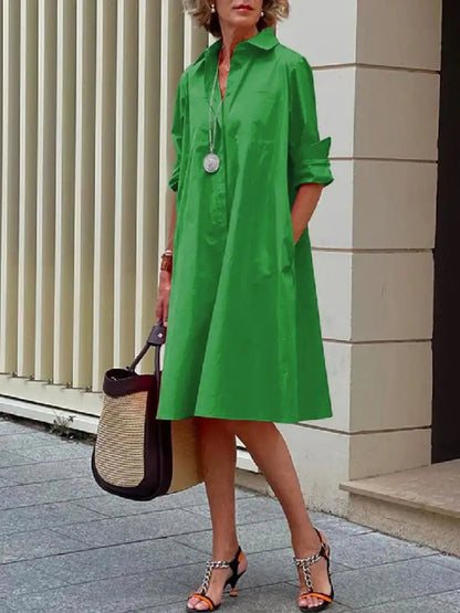 Women's Shirt Dress Relaxed Style Polyester