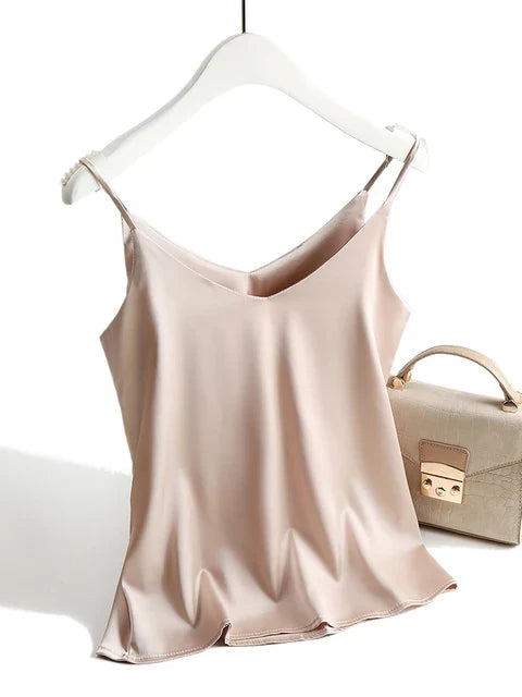 Women's Top Spaghetti Straps V-neck Silk