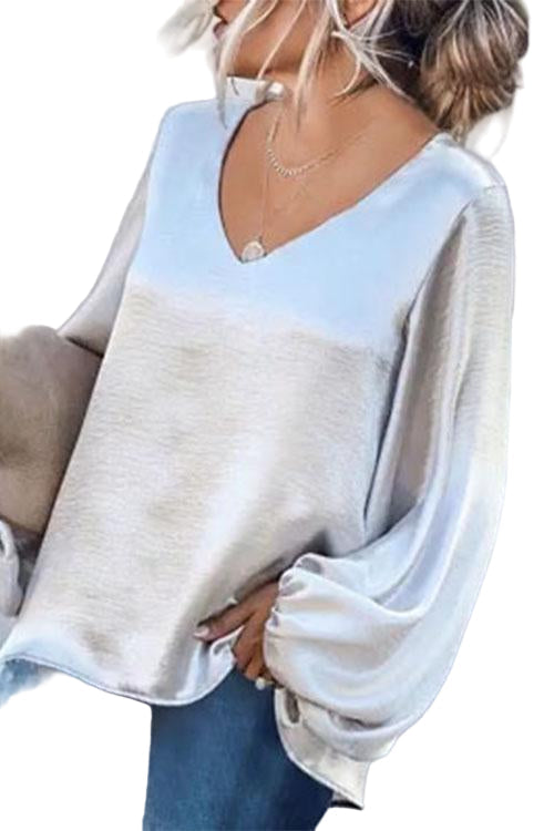 Women's V-neck top with Lantern sleeves