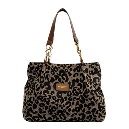 Women's Tote Bag With Leopard Print Canvas