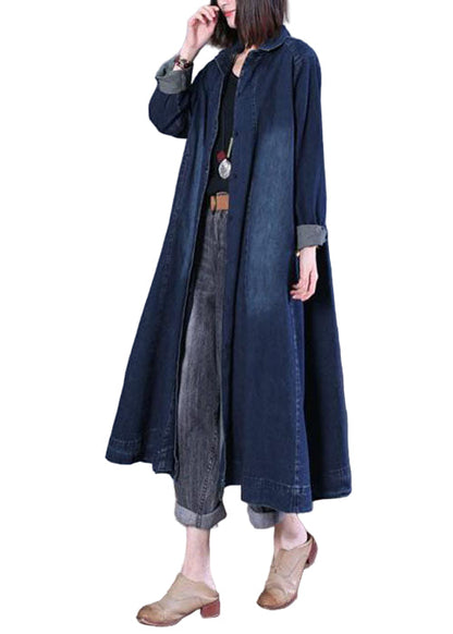 Women's Trench Coat with Peter Pan collar and Patchwork Design