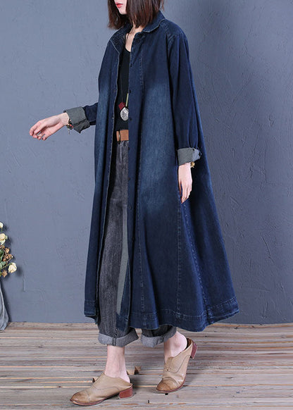 Women's Trench Coat with Peter Pan collar and Patchwork Design