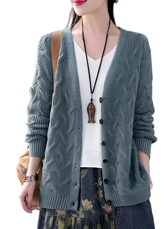 Women's V-neck jumper with buttons for autumn