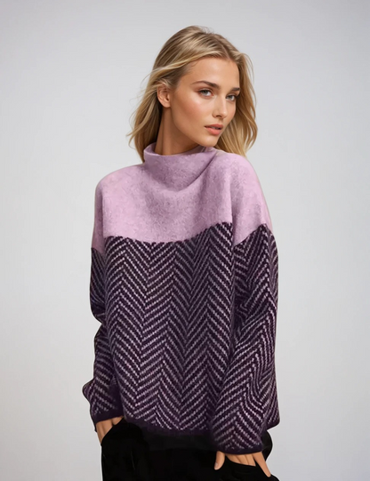 Women's Turtleneck Sweater Patterned Soft Material