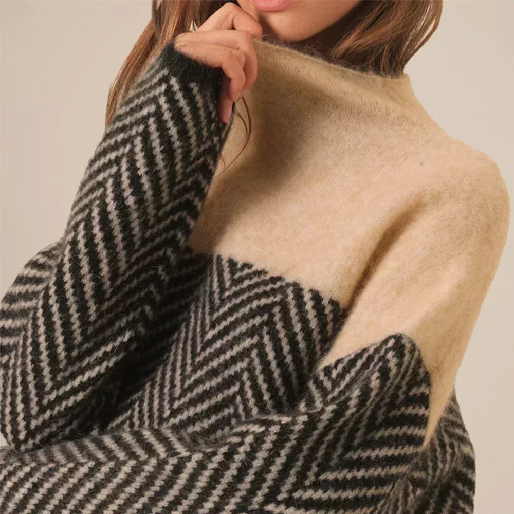 Women's Turtleneck Sweater Patterned Soft Material
