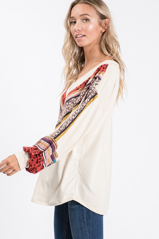 Women's V-neck Blouse Bishop Sleeves