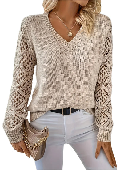 Women's V-Neck Sweater With Cut-Out Details
