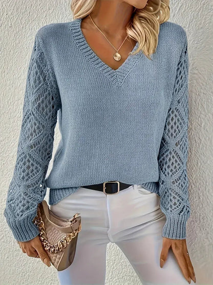 Women's V-Neck Sweater With Cut-Out Details