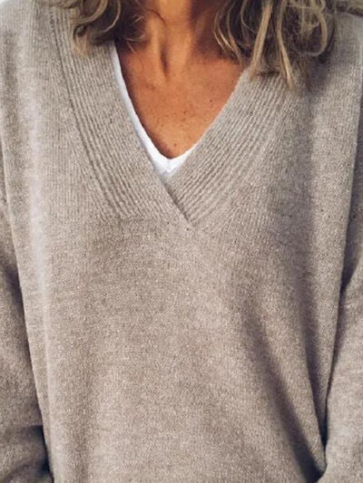 Women's V-Neck Sweater with Lowered Shoulder