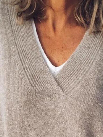Women's V-Neck Sweater with Lowered Shoulder